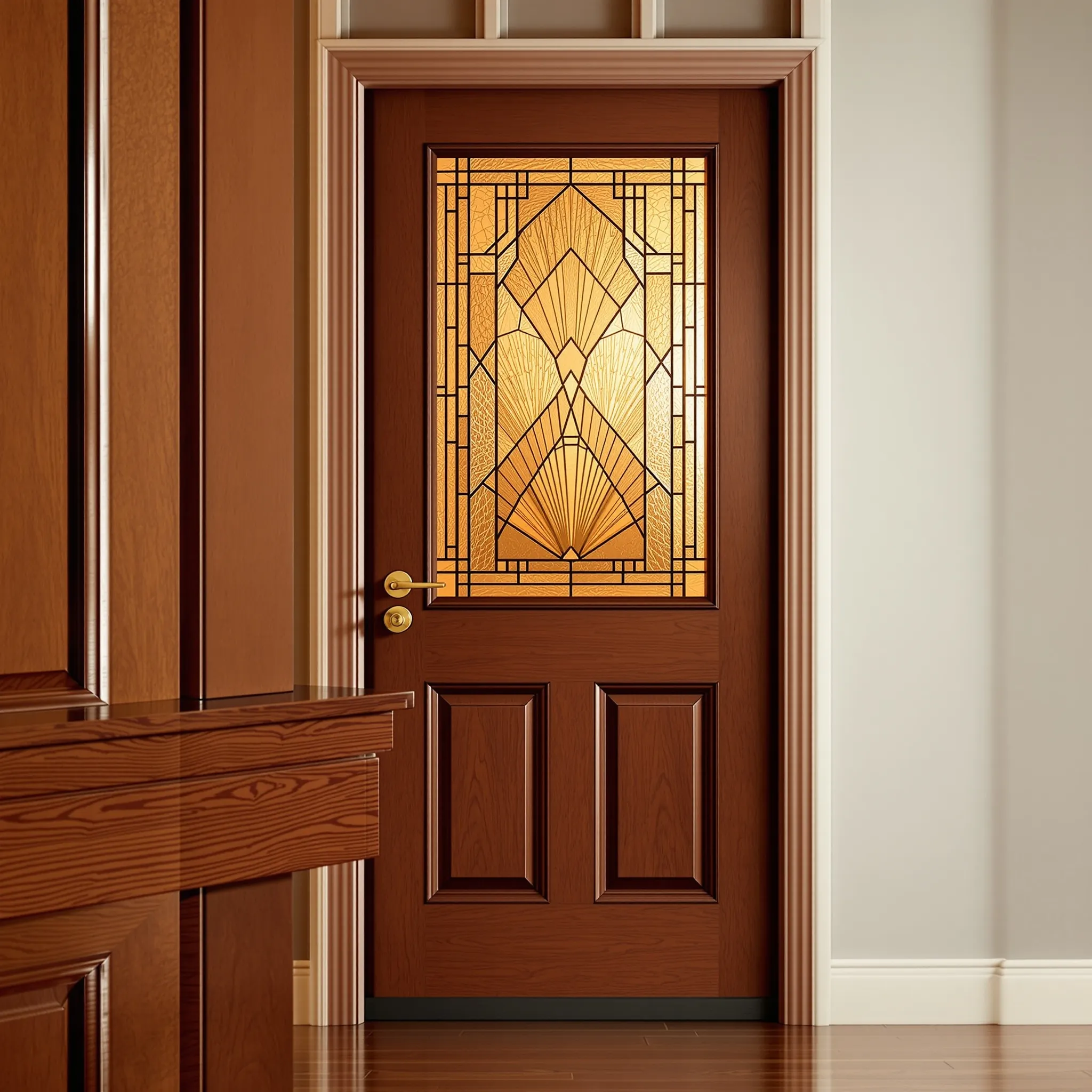 Fiberglass Entry Door with Decorative Glass